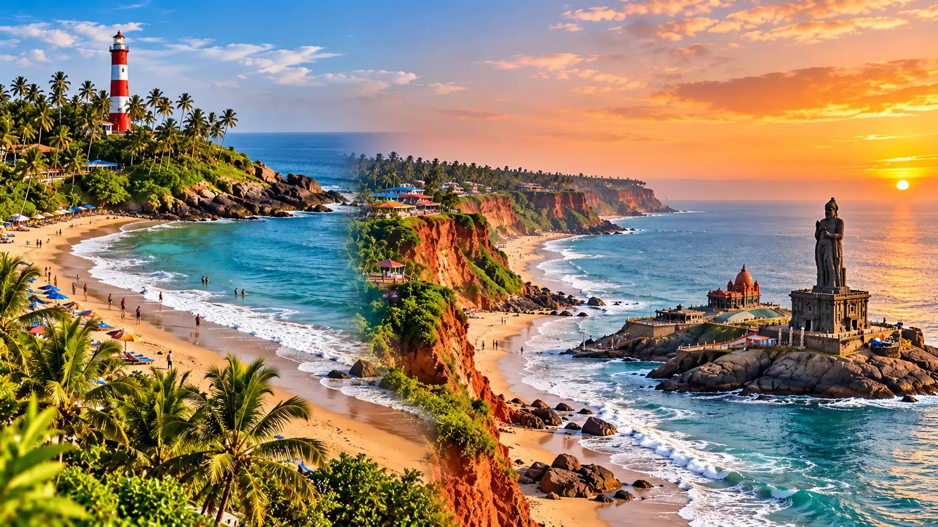 Kovalam Varkala Kanyakumari Kerala tour packeges