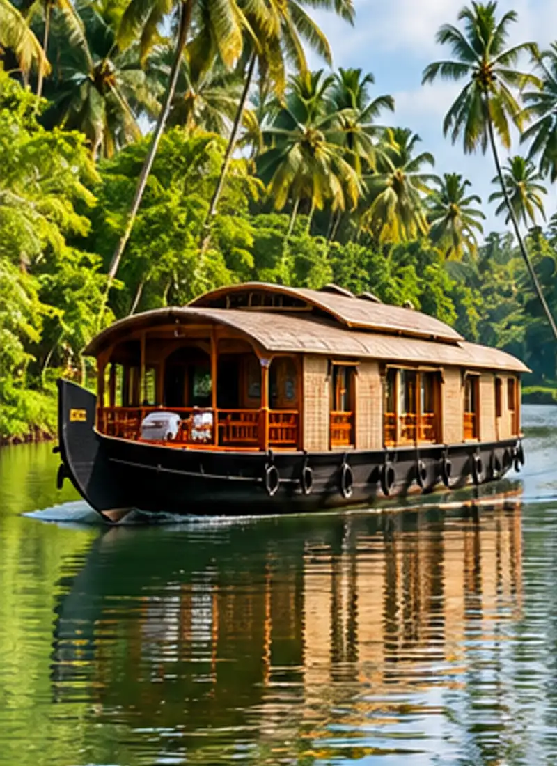 Kerala backwaters with traditional houseboat