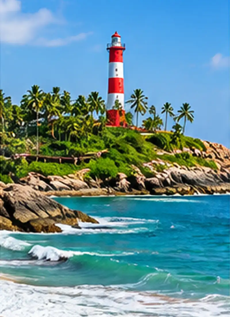 Kovalam beach and Arabian Sea coastline