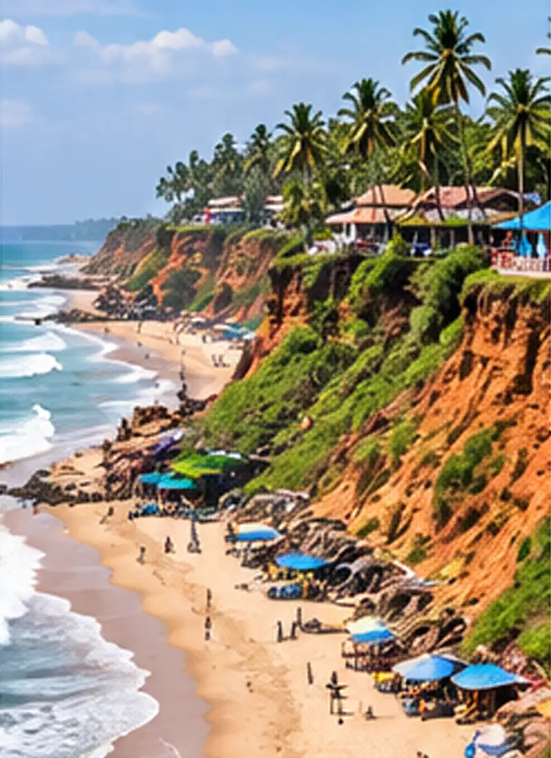 Varkala cliff and Kerala beach